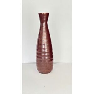 Vintage Hand blown Japanese Studio Pottery Bud Vase Bronze Metallic Ribbed